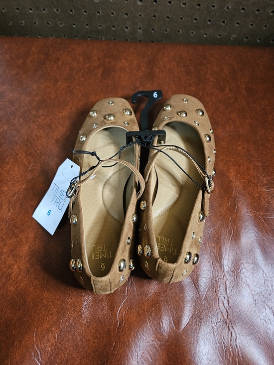 Time and Tru Shoes - Time and Tru Women's Studded Mary Jane Flats Color is Cognac Size 6
